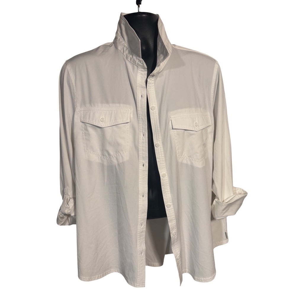 Eddie Bauer Womens XXL White Classic Fit Button Down Shirt Long Sleeve Utility
